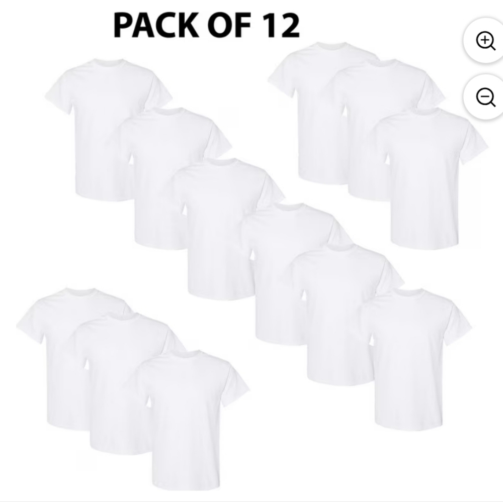 Gildan (12-pack) White Solid Heavy Cotton Short Sleeve Blank T-Shirt